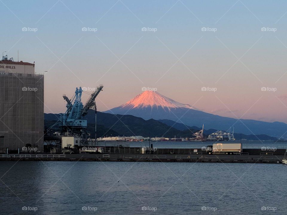 Mount fuji and beautiful sunset