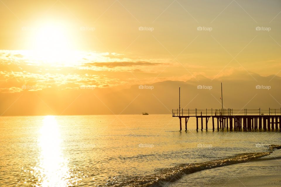 Sunset at Antalya beach, Turkey