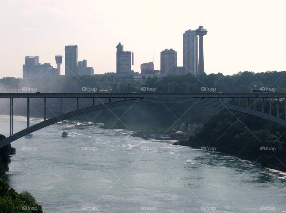 Canada skyline and border bridge 