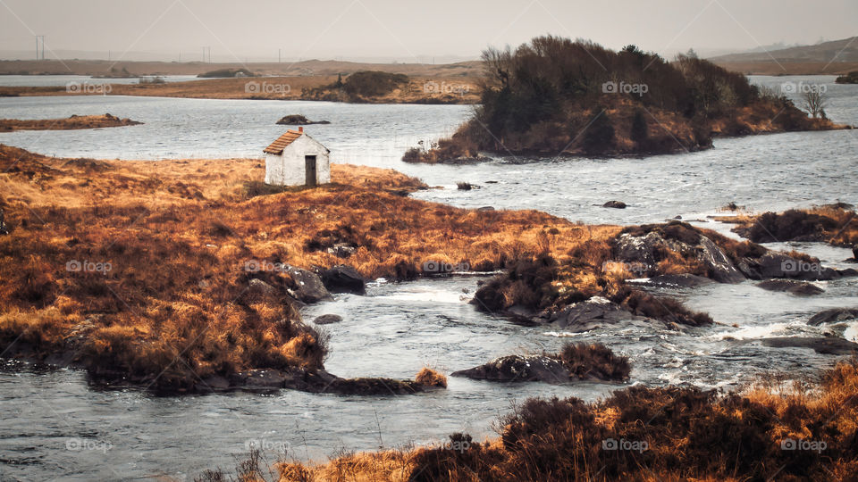 Little house by the river at West of Ireland, wild Atlantic way