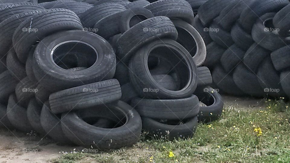 Tyres in a garage