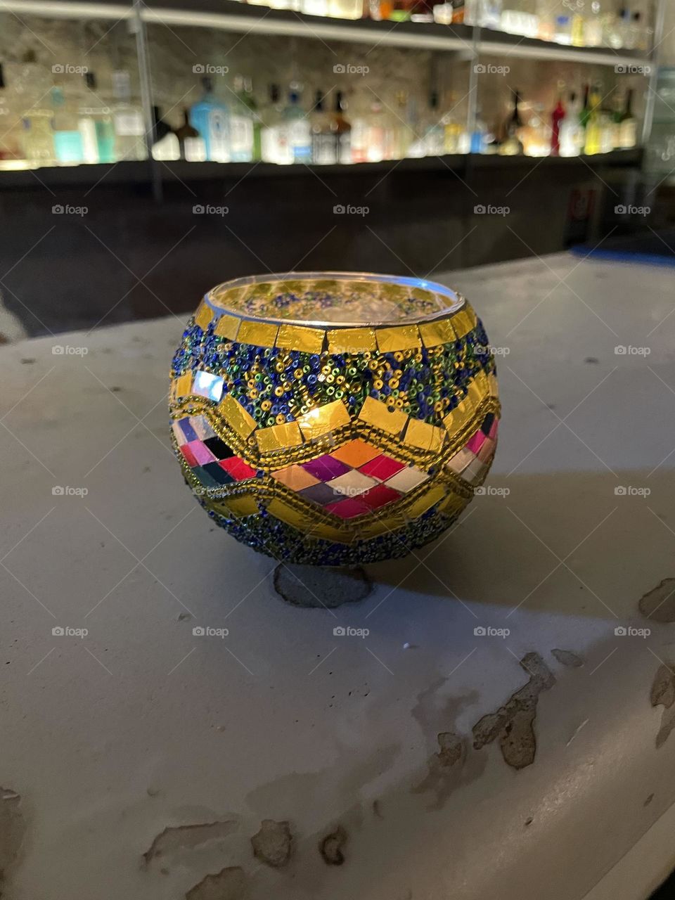 Pretty mosaic candle holder