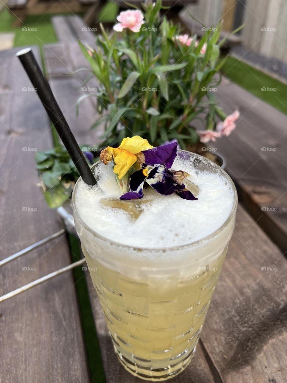 Summer drink with flowers