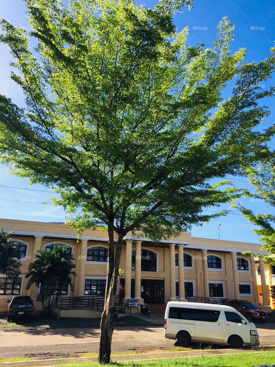 Town building under the heat of the sun 