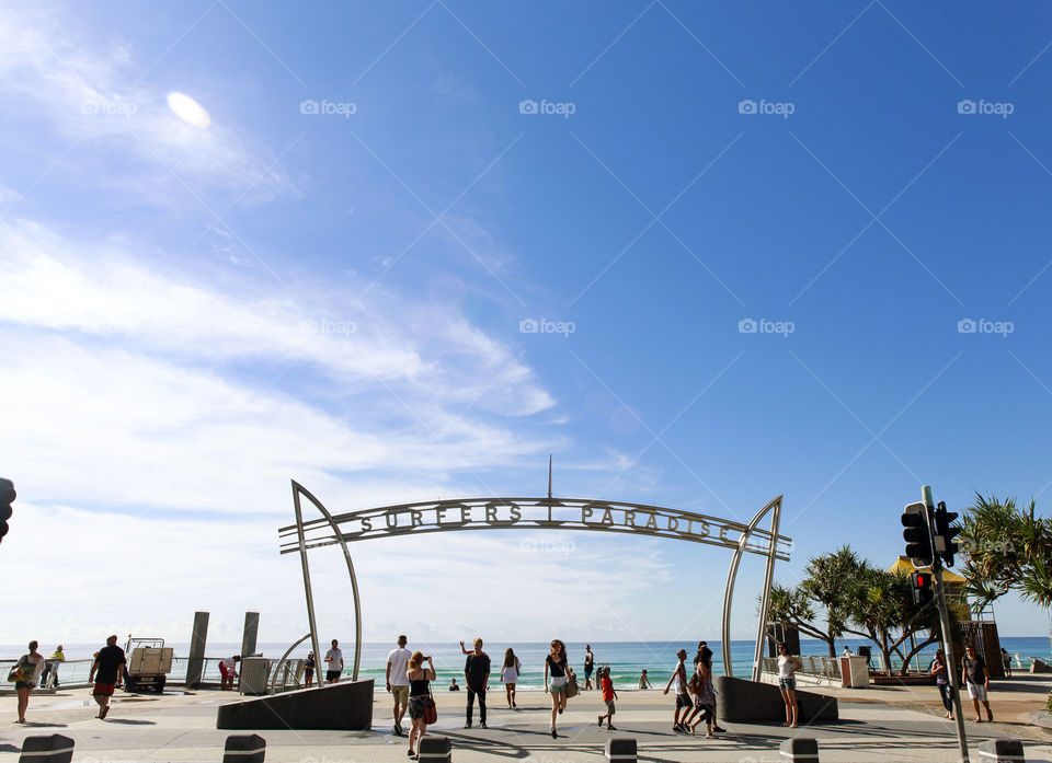 People enjoying the good weather in Surfers Paradise, Gold Coast, Queensland, Australia