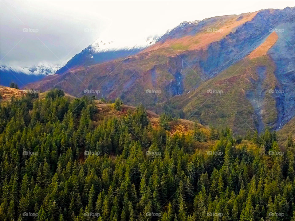 First snowfall in the mountains 