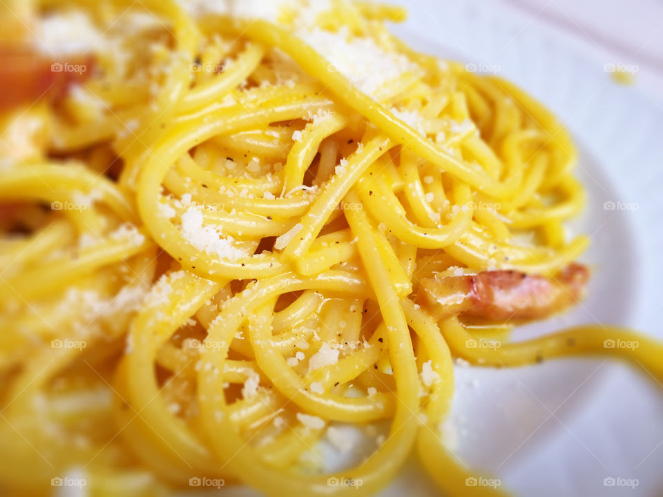 Carbonara. A delicious recipe of carbonara pasta 