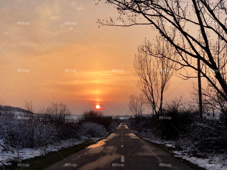 Road at sunset