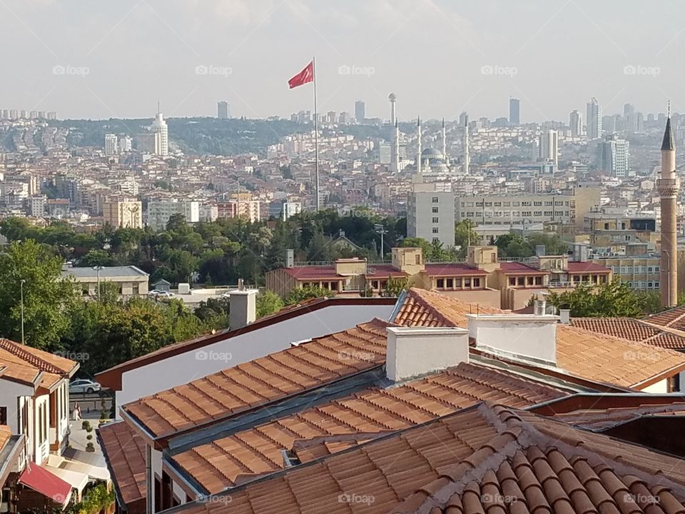 a view from the top of Ankara castle in Turkey