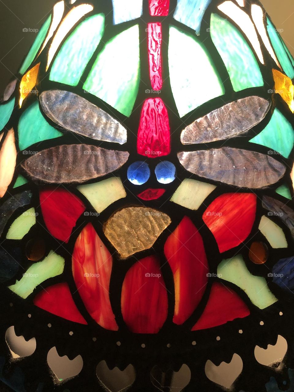 Lit up dragonfly lamp