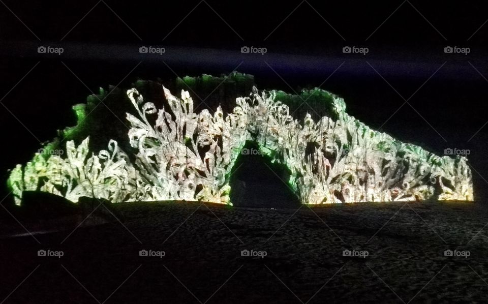 Flowers painting lights on the rocks 