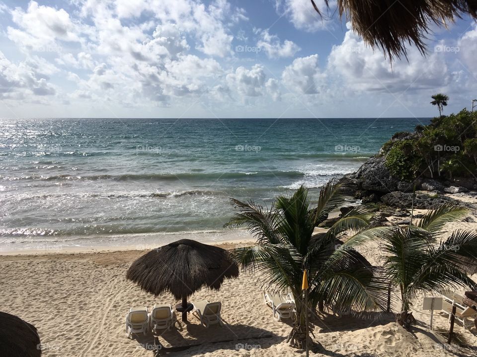 Gorgeous beach setting in Tulum, Mexico