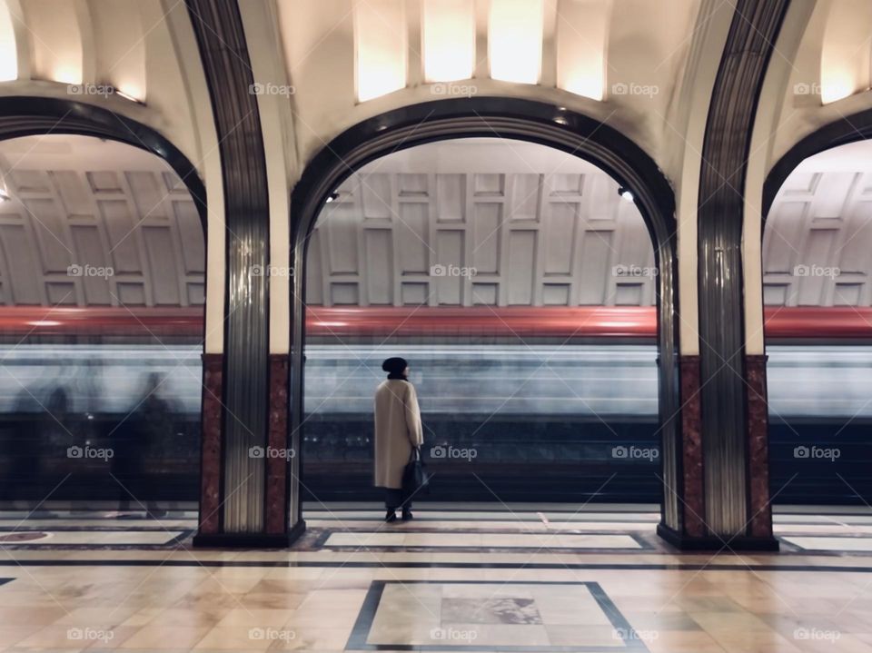 arriving subway train