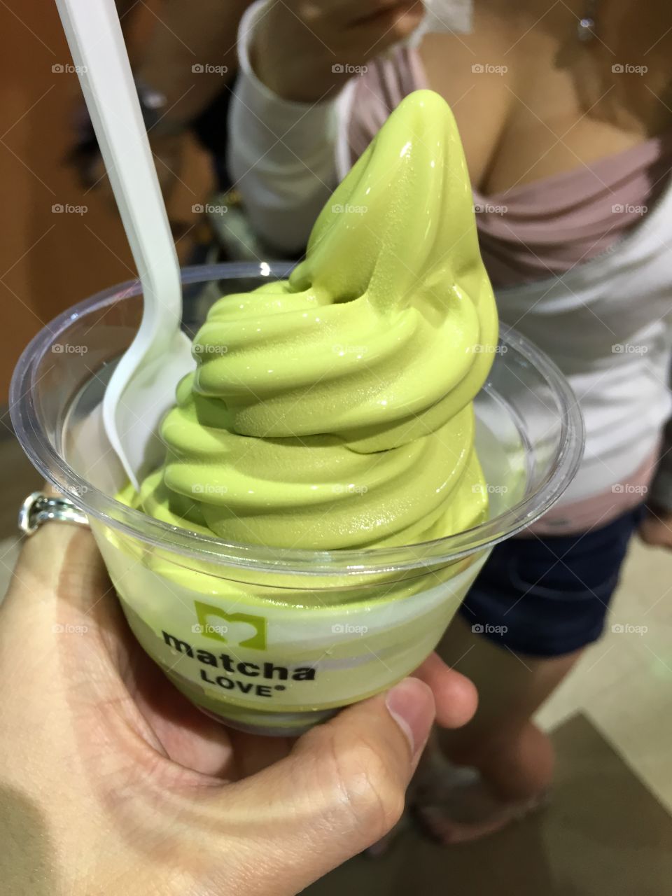 Matcha soft serve ice cream