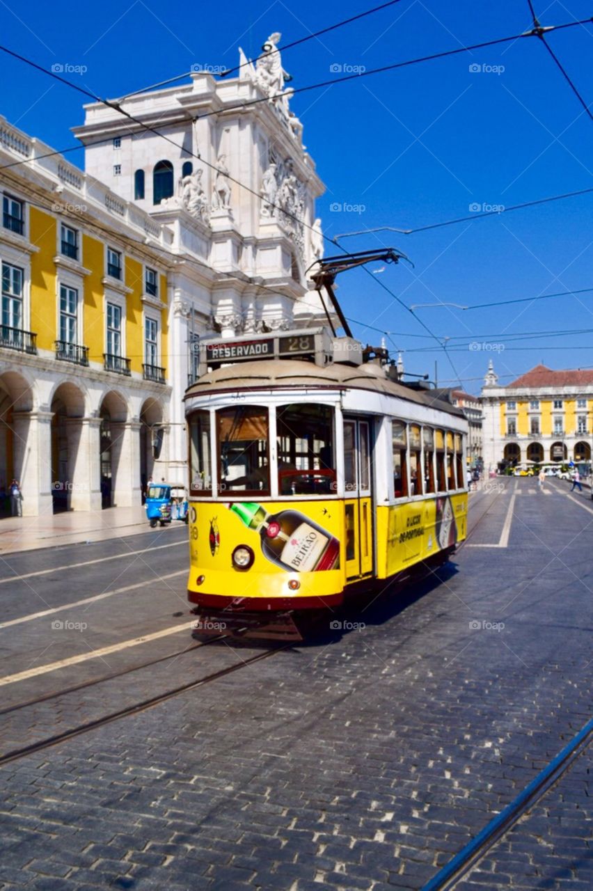 The yellow tram in Portugal 

