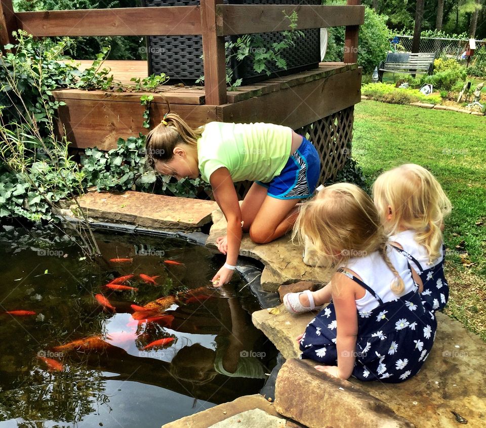 Kids at the Koi Pond