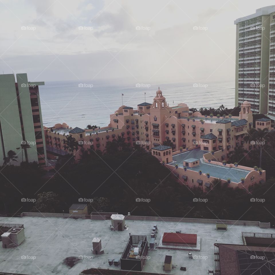Honolulu, pink hotel, scenic
