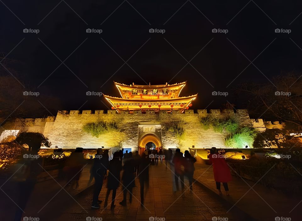 Ancient China's city gate, beautiful, tourist attraction