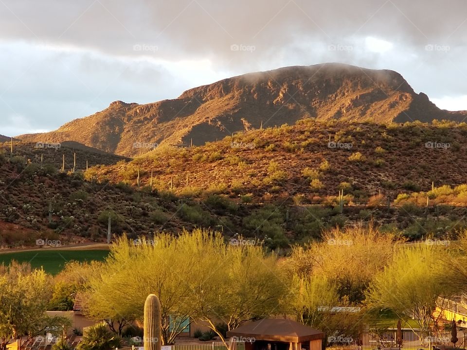 Mountain in Arizona just after a rare desert rain storm.