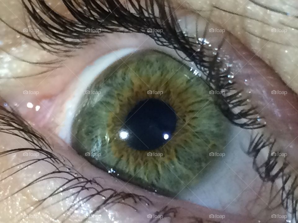 Green human eyes