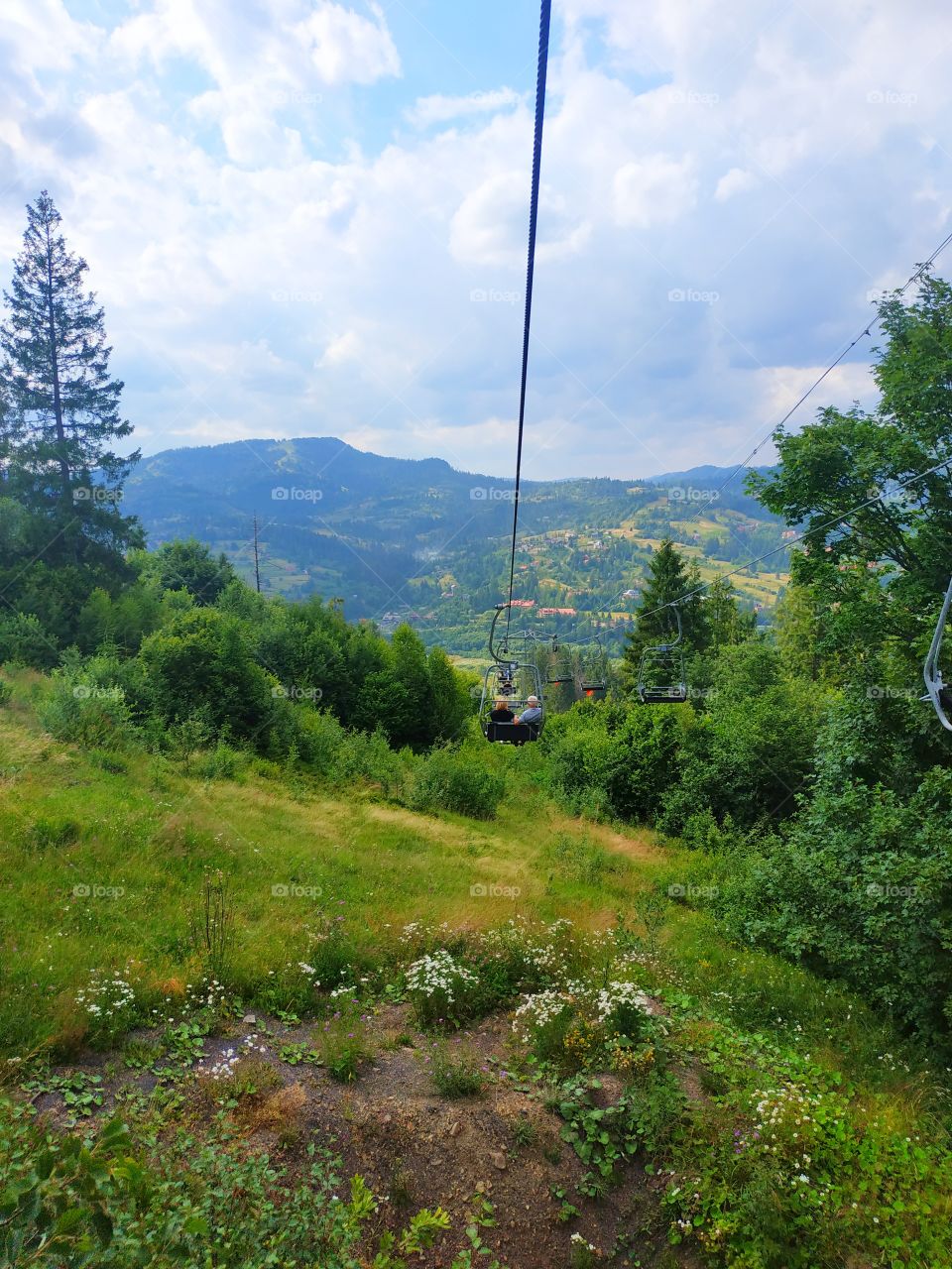 mountains summer#hoist#elevator#sky