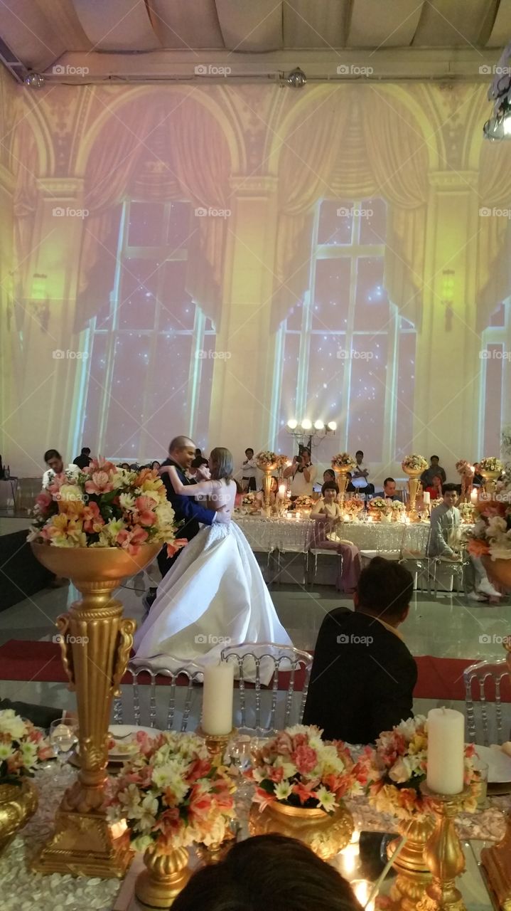 fairy tale dance in a hall with castle interior image projection