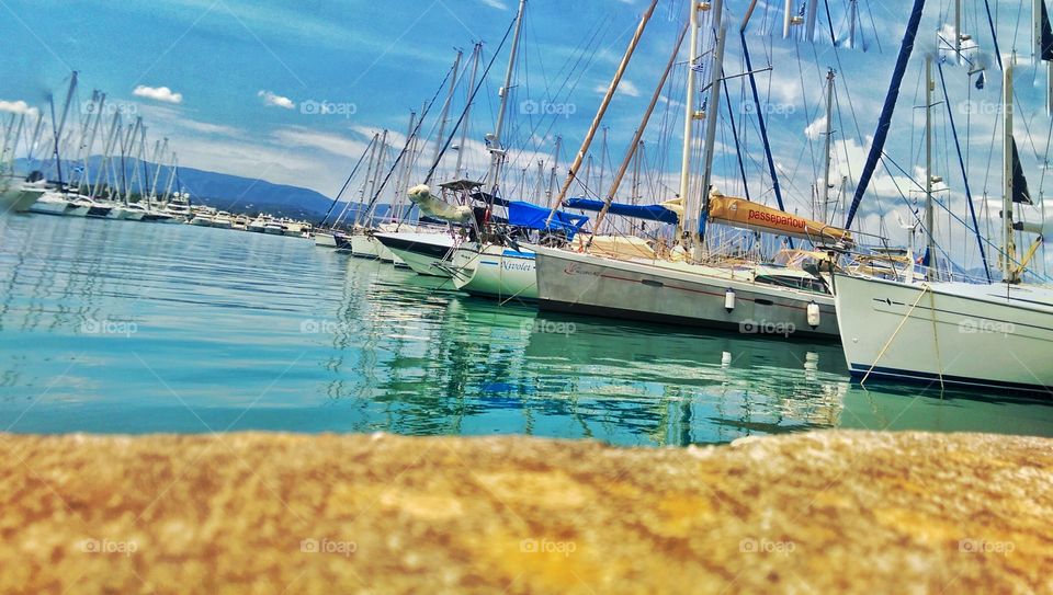 all docked, now let's get loaded and set sail. taken in corfu Greece on holiday 