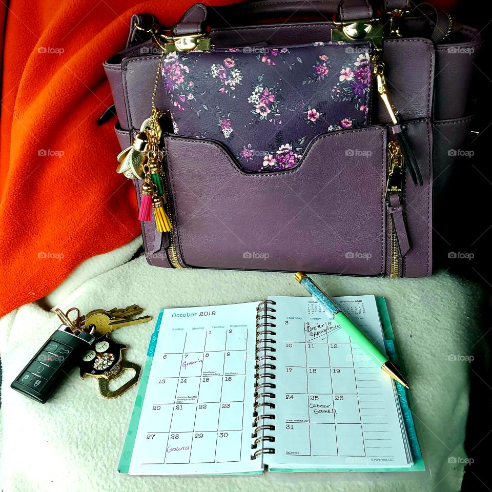 mom planning shopping getting ready day out purse planner keys