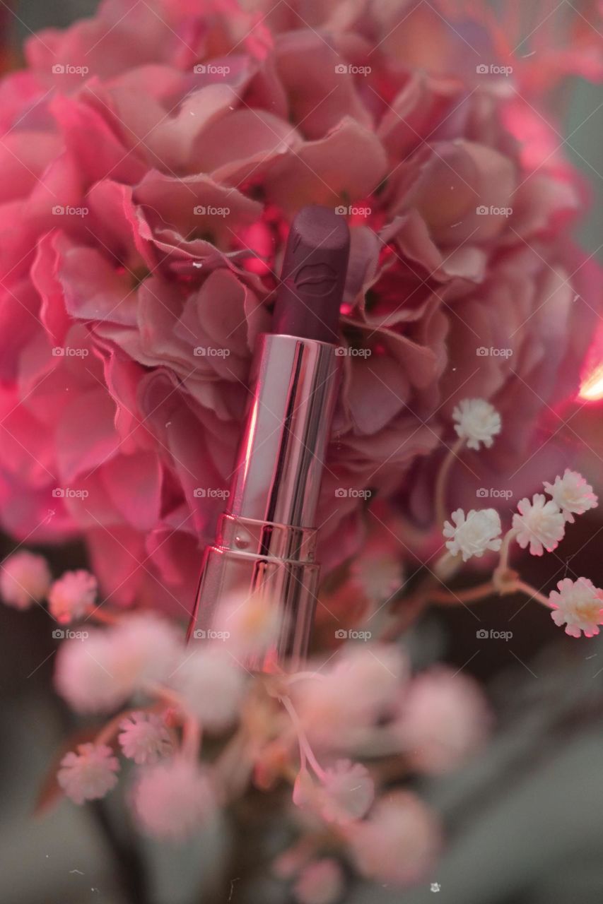Lipstick in a flowers