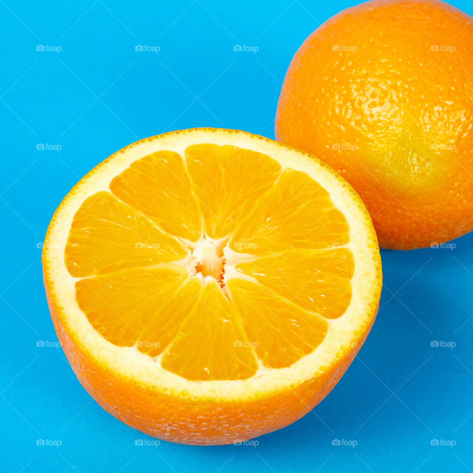 Orange slice on blue 