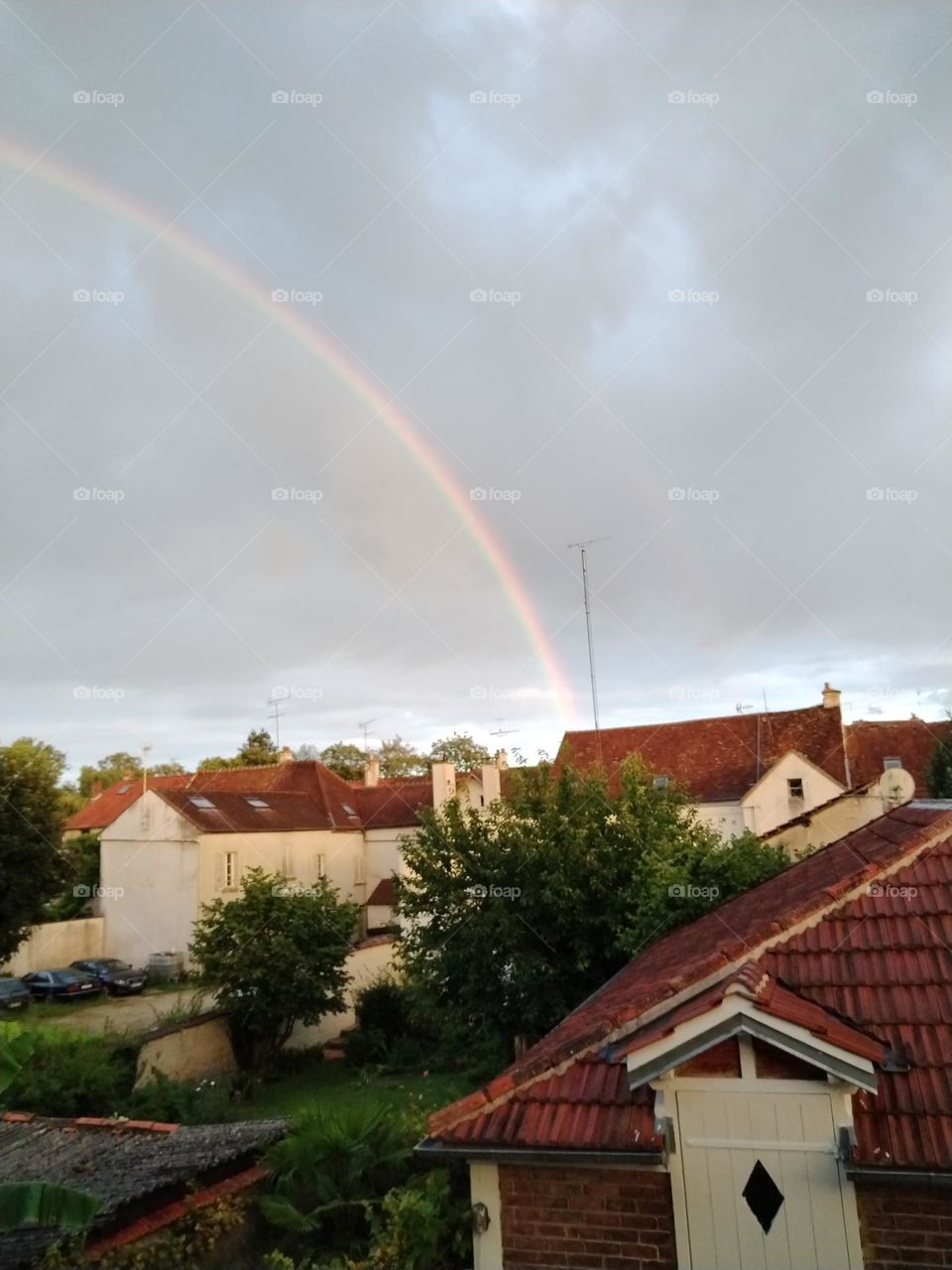 a rainbow in the sky