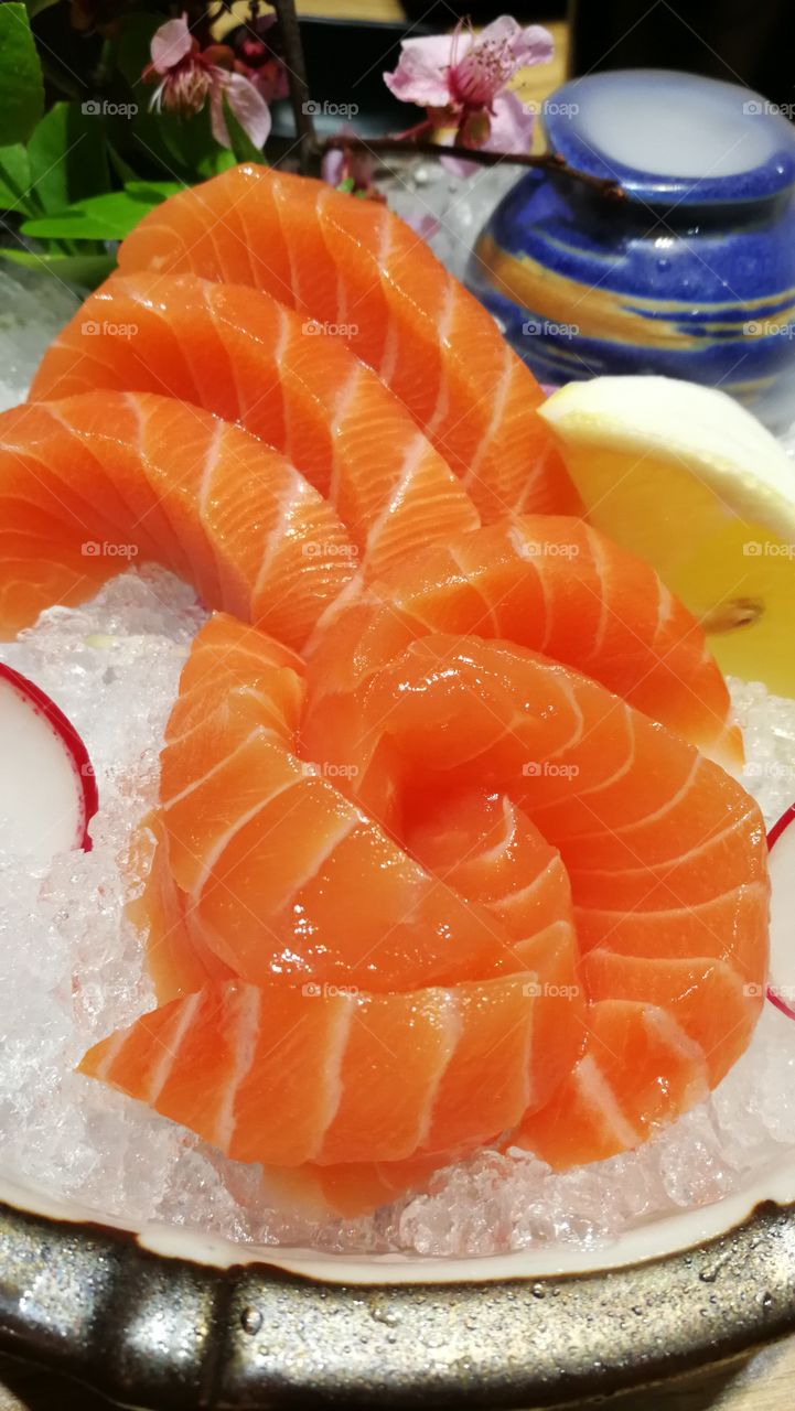 Japanese salmon sashimi