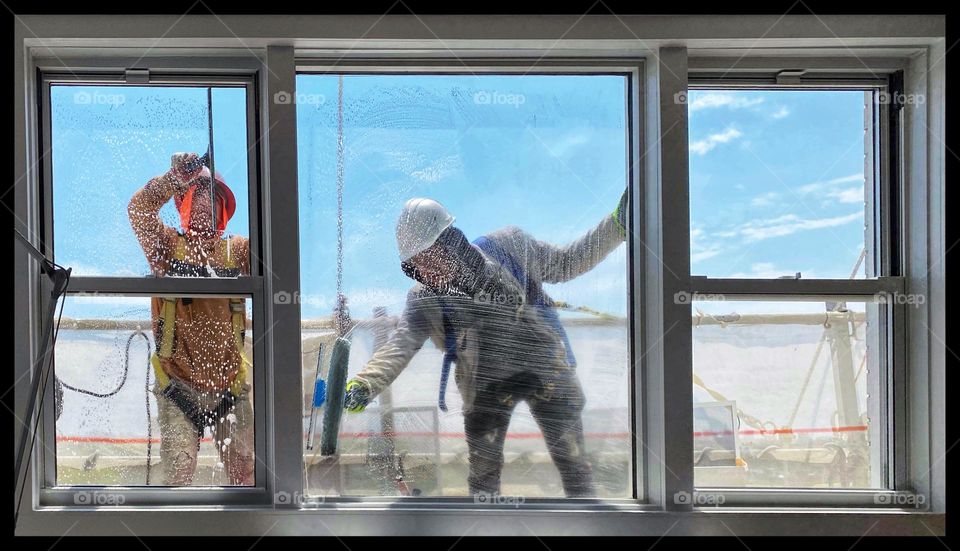 Window washers at work