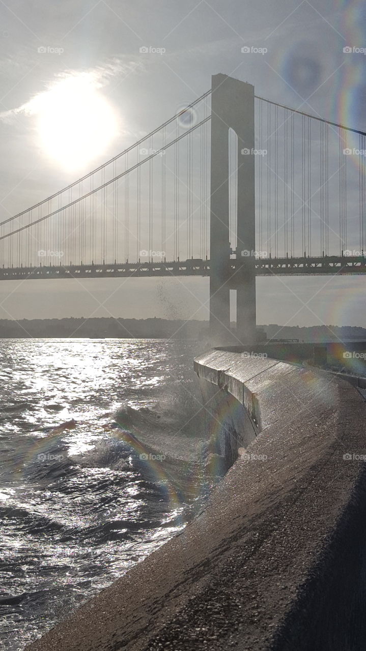 Wind by the bridge and bay