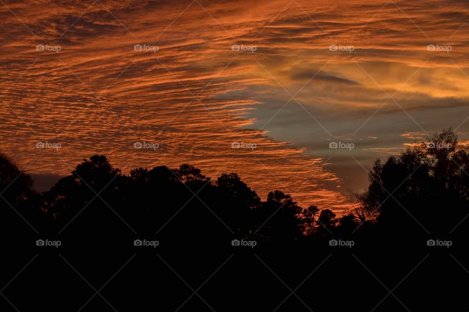 Burning clouds with a smudge of blue sky. Raleigh, North Carolina. 