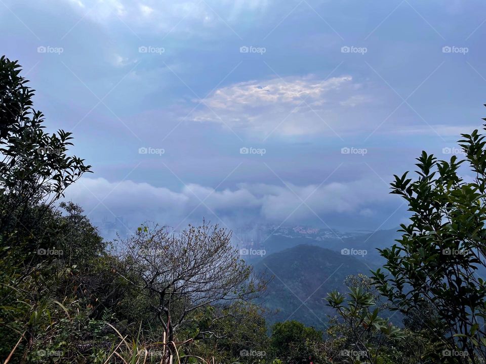 surrounded by clouds