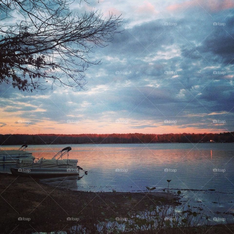 Winter lake Sunset 