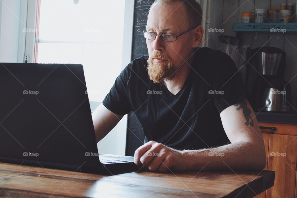 Man using his computer