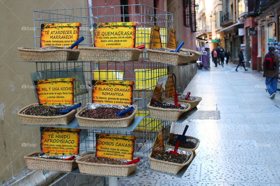 tea, spices, street market, Málaga