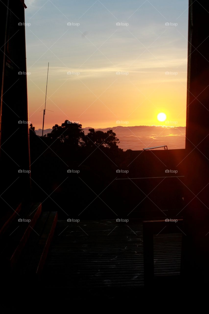 Sunrise through a window
