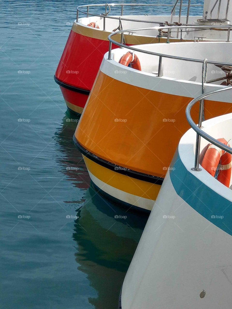 ferry bows in fishing port.