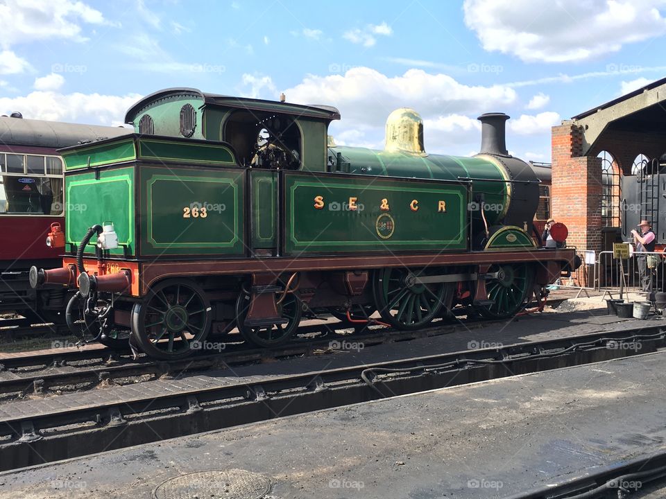 Steam engine at Sheffield park station shed.