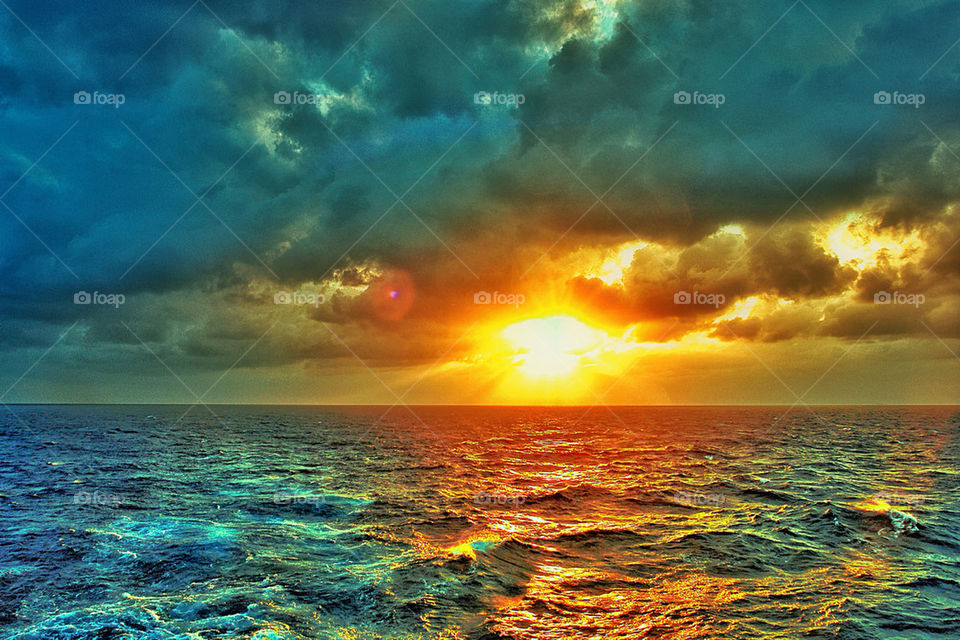 Sea against dramatic sky