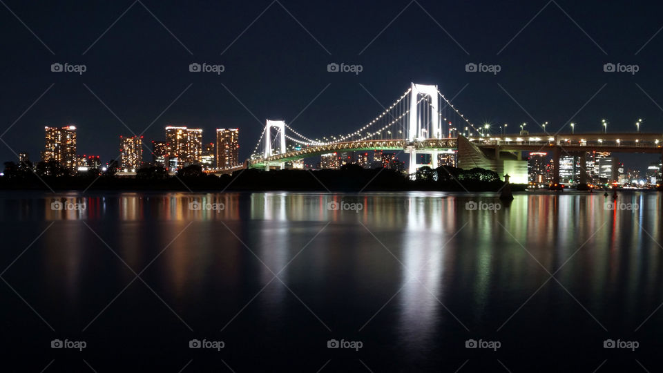 Rainbow bridge at night 