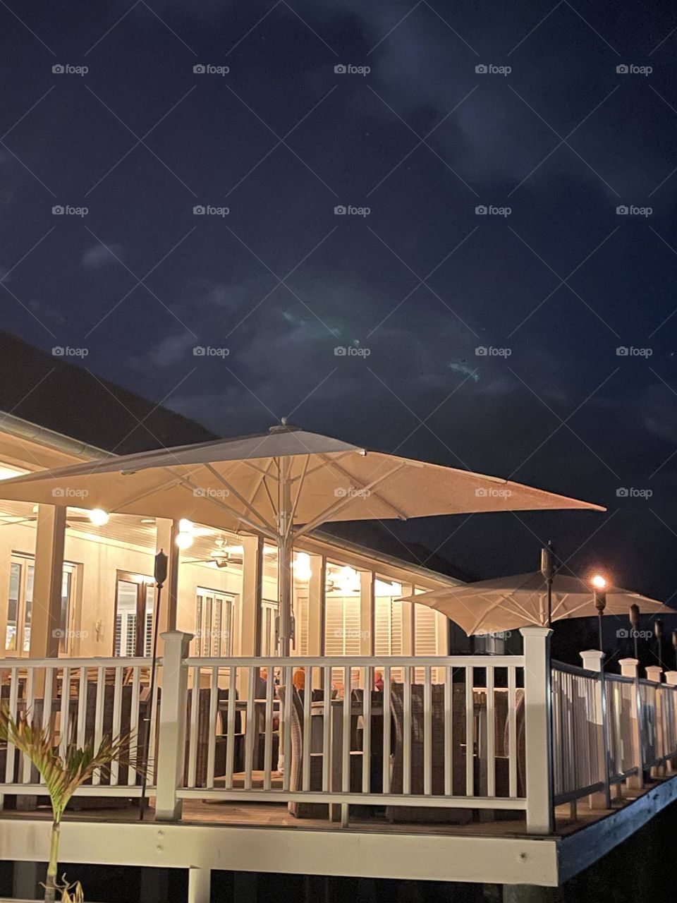 Angular awnings up in the moonlight 