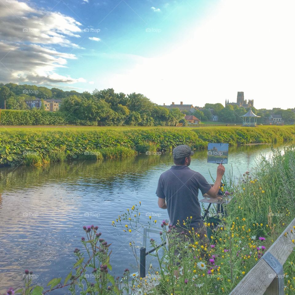 Part blown out sky by the brightest of sunshine but this sums up Summer ‘19 ... black clouds ... thunder... lightening ... hot sun .. blue sky .. Durham riverbank painted by an artist ... making future memories