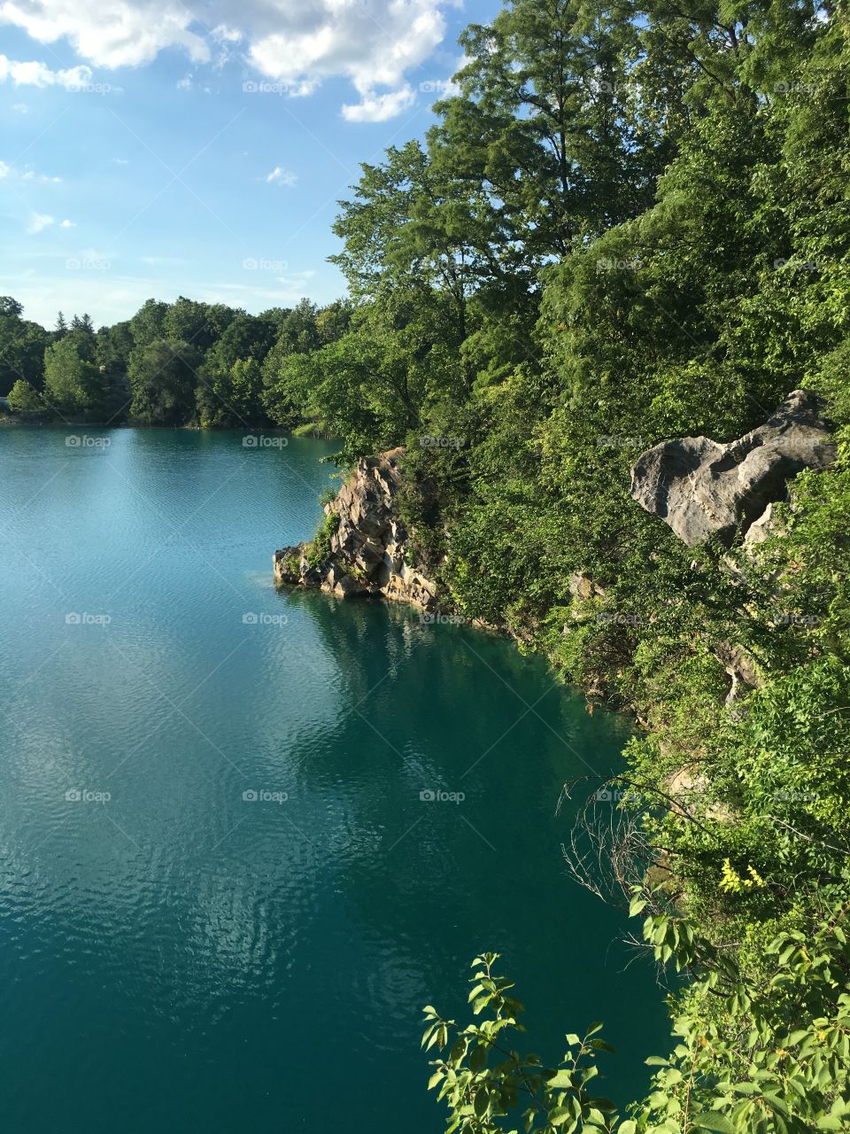 The view from the top of a 40 feet cliff at a quarry 