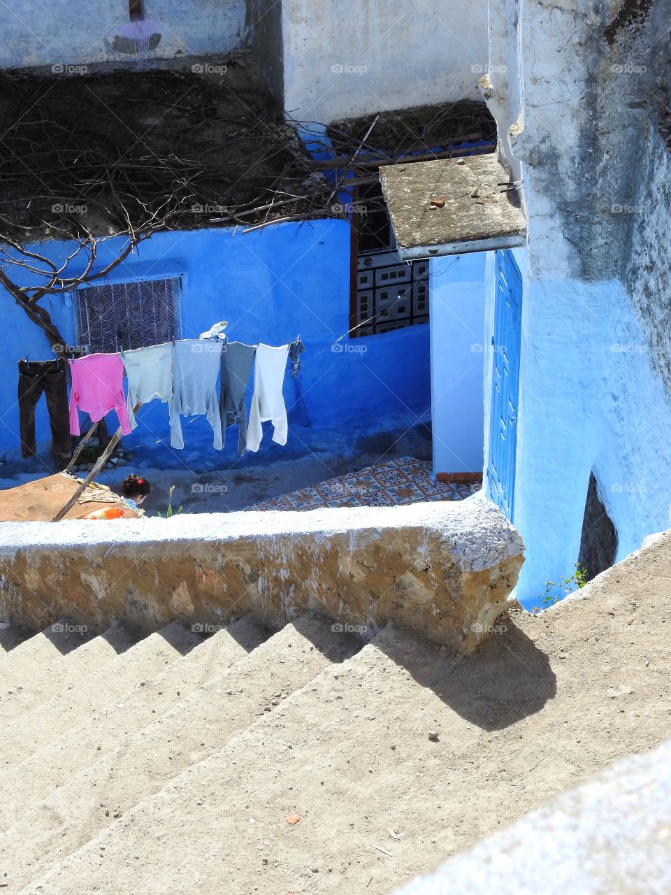 Laundry drying in the sun