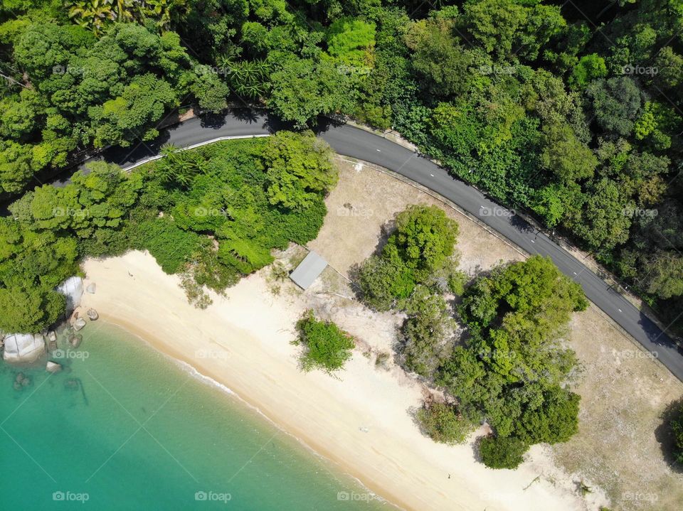 Aerial view of pangkor island beach