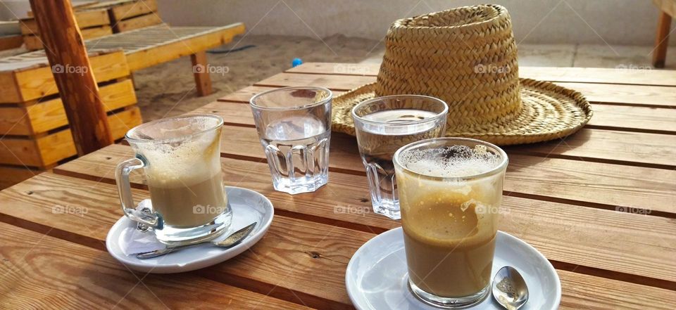 delicious coffee on table.